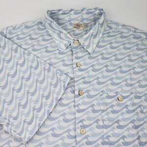 Faherty Movement Mens Short Sleeve Shirt XL Ivory Endless Peaks All Over Print